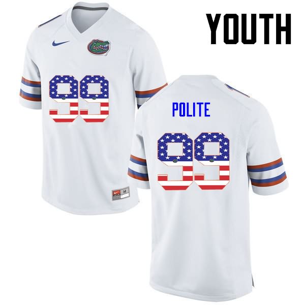 NCAA Florida Gators Jachai Polite Youth #99 USA Flag Fashion Nike White Stitched Authentic College Football Jersey DCQ4664YP